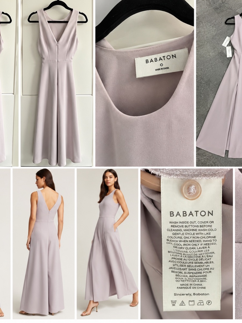 Brand NWT Babaton Soft Lilac Backless V-Neck Midi Dress